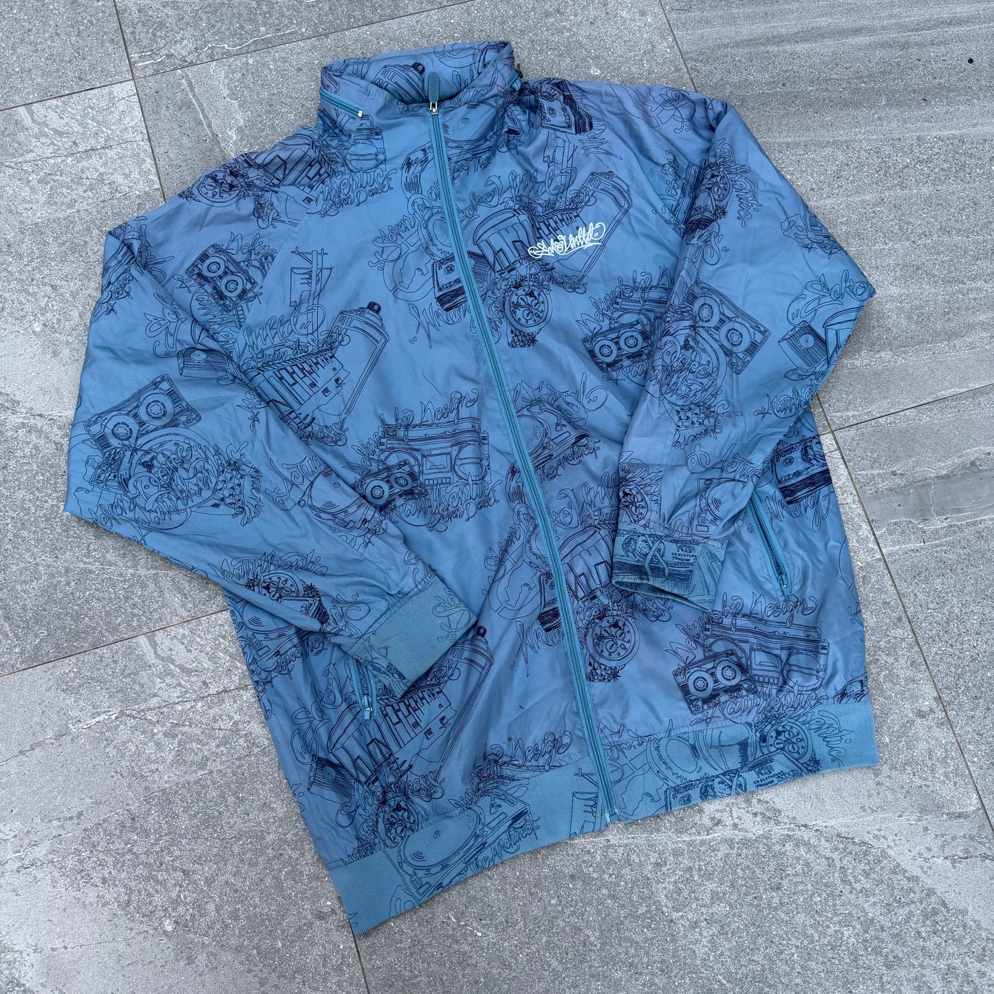 ecko aop packable hoodie windbreaker - L