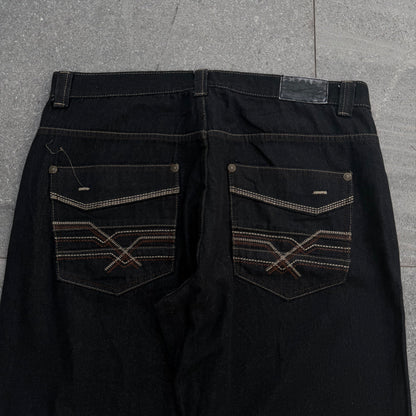 richkid brown detailed baggy black jeans - 38x31”