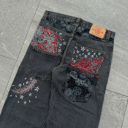 japanese embroidered jeans - 32x28”
