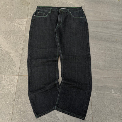 green stitched urban label bootcuts - 38x30”