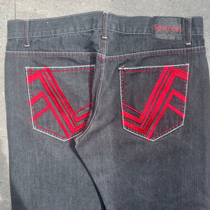 red stitched sacred crowns - 42x30”