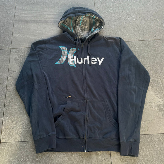plaid logo hurley hoodie - XL