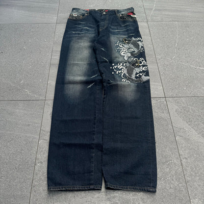 beautiful koi japanese jeans - 34x34”