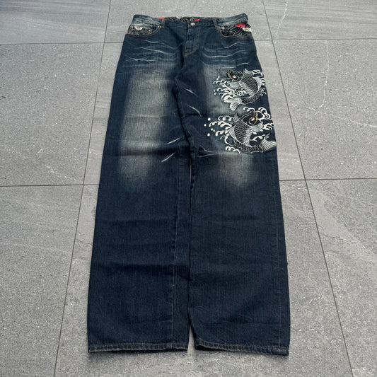 beautiful koi japanese jeans - 34x34”