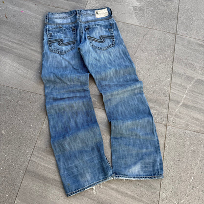 y2k silver bootcuts - 33x34”