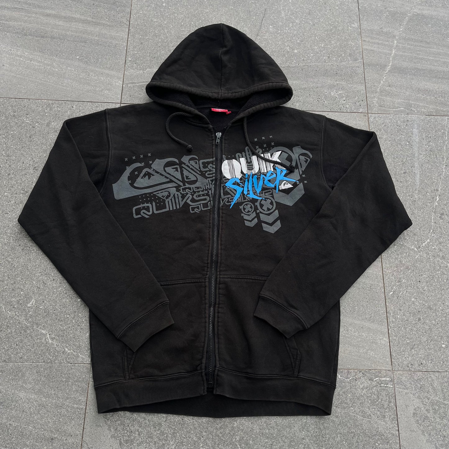 quiksilver logo strip hoodie - L