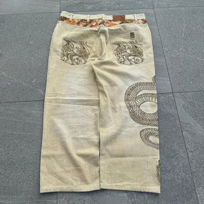 grail tan karakuri jeans - 40x28”