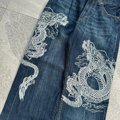 japanese embroidered jeans - 32”
