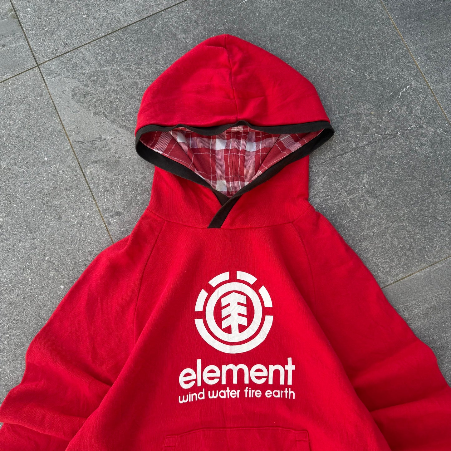 plaid lined element hoodie - L