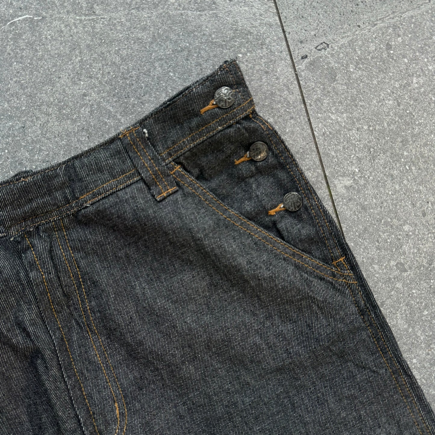 SEXXXXY raw denim spec SOHK jeans - 34x33”