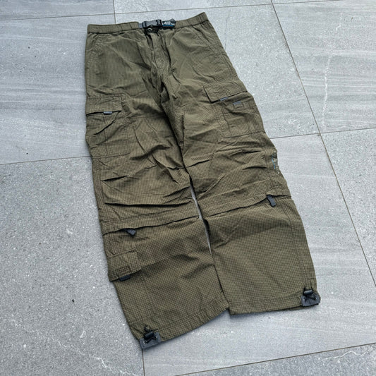 greeeen tweed 90s airwalk zipoff hiking pants - 36x30”