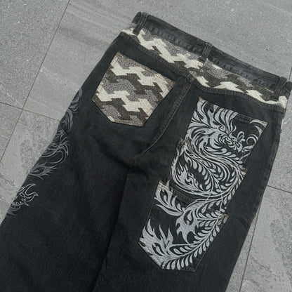 beautiful japanese dragon jeans - 34x29”