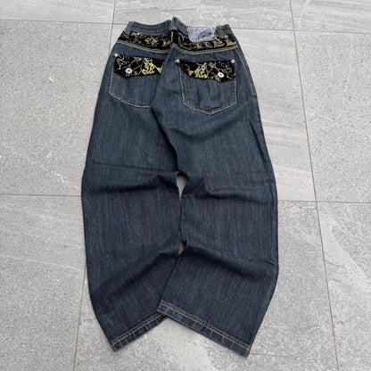 ablanche gold trim bootcuts - 28x29”