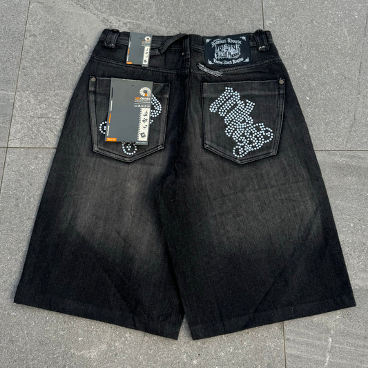 GRAIL akademiks rhinestone jorts - sizes 34-40” available