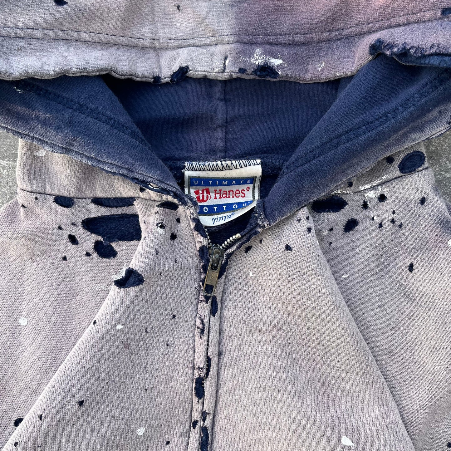 distressed hanes 90s zip - 2XL