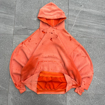 90s orange faded hoodie - XL
