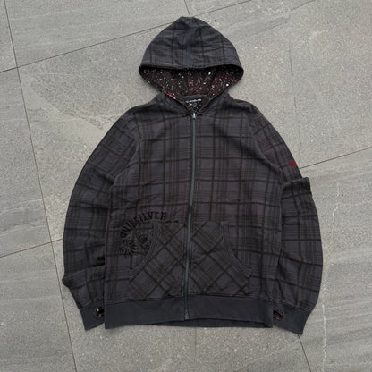 plaid quiksilver hoodie (with thumb holes!) - S