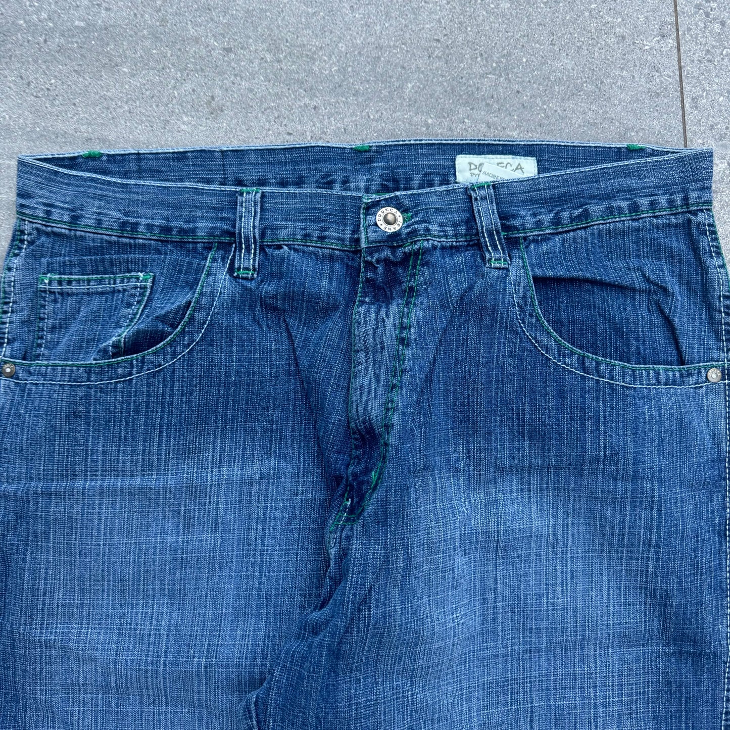dodeca southpole jeans w/ green stitching - 40x32”