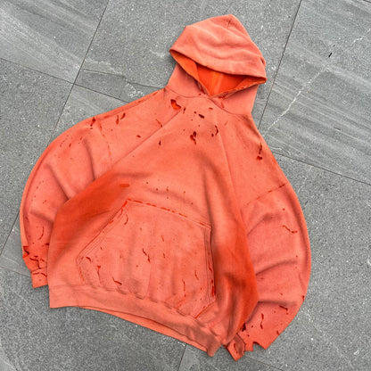 90s orange faded hoodie - XL