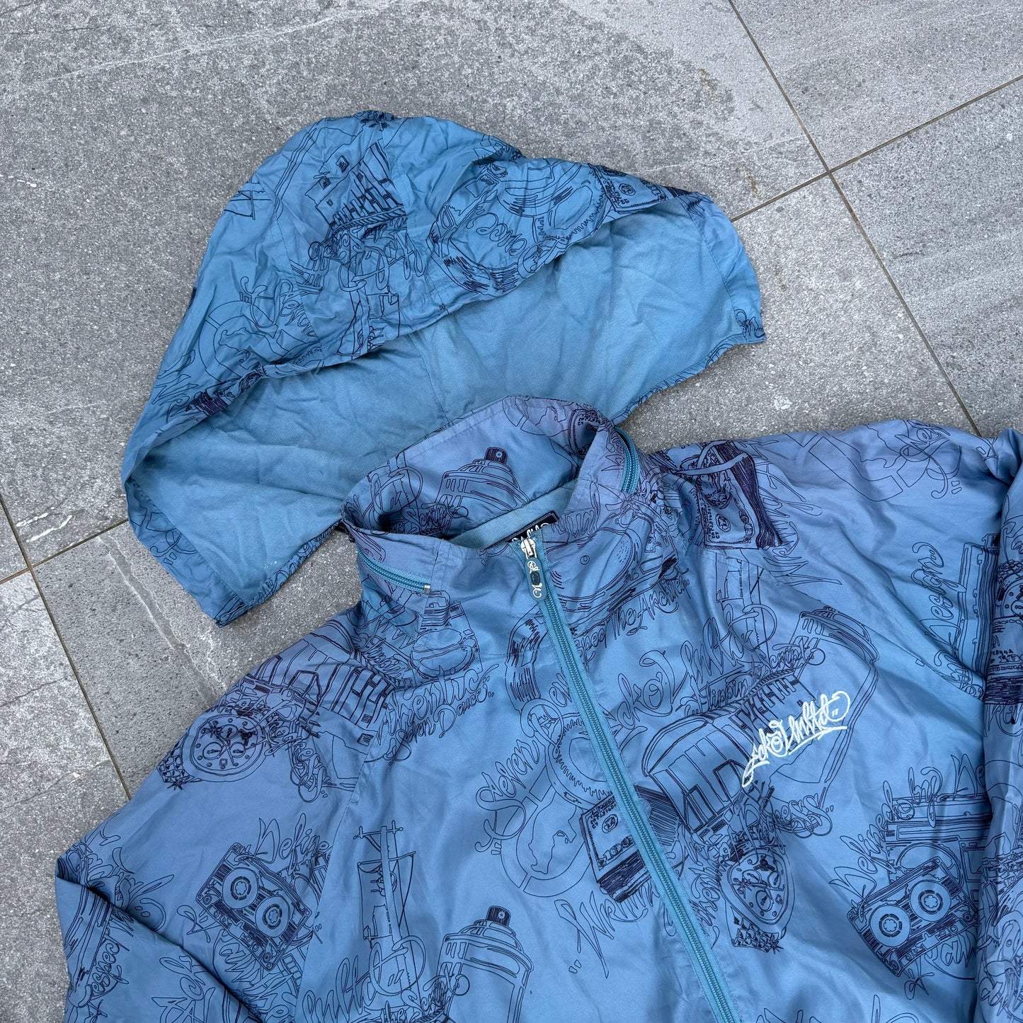 ecko aop packable hoodie windbreaker - L