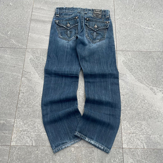 PERFECT dark wash rock revivals - 30x30”