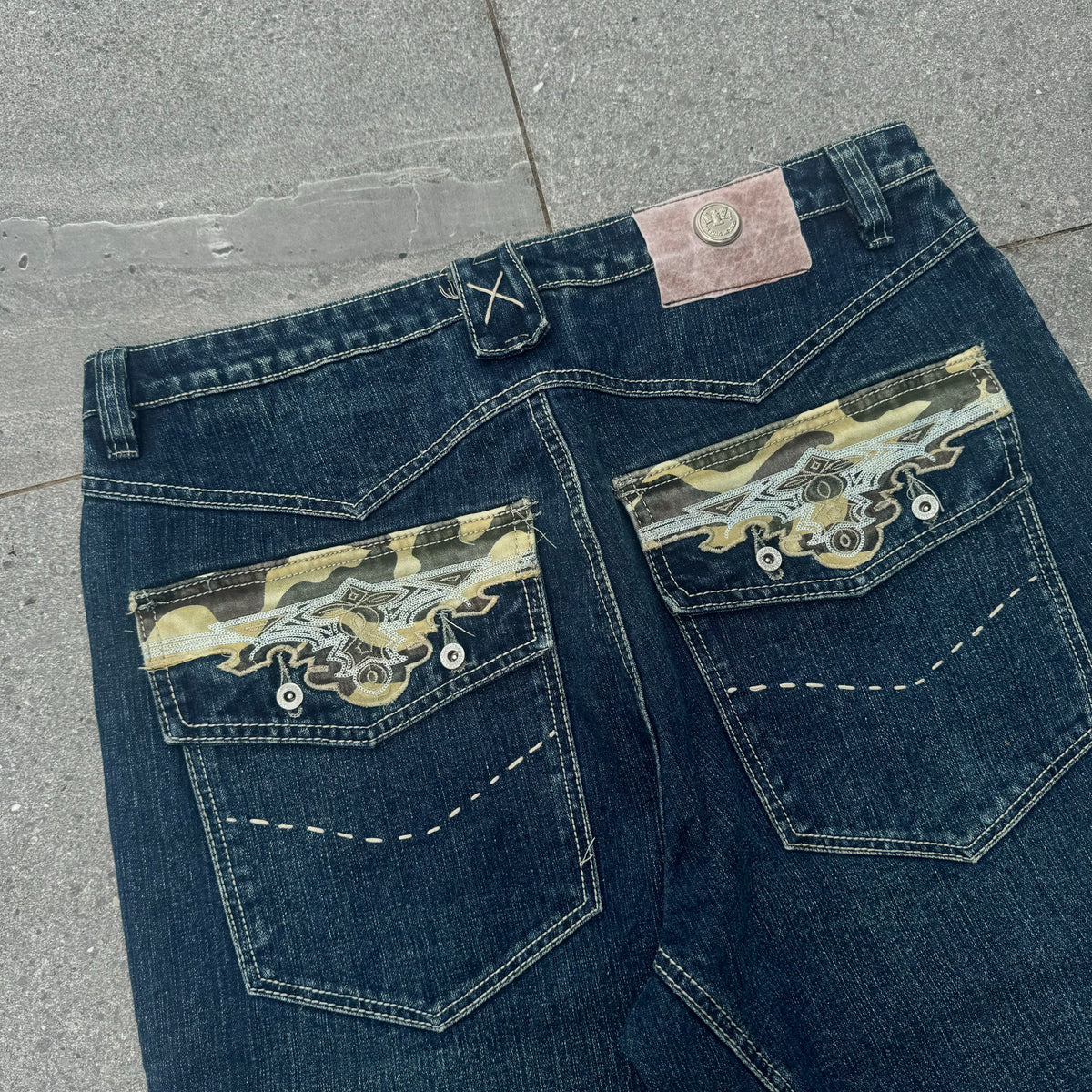 camo detailed antic jorts ((insane quality) - 36x14”