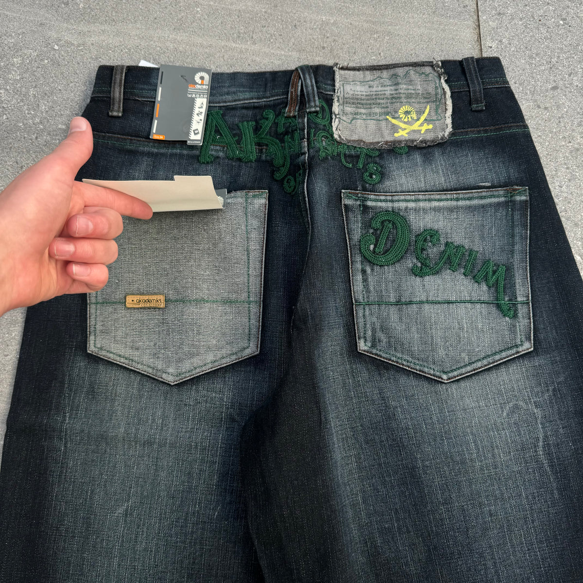 deep indigo deadstock akademiks jorts - 34”