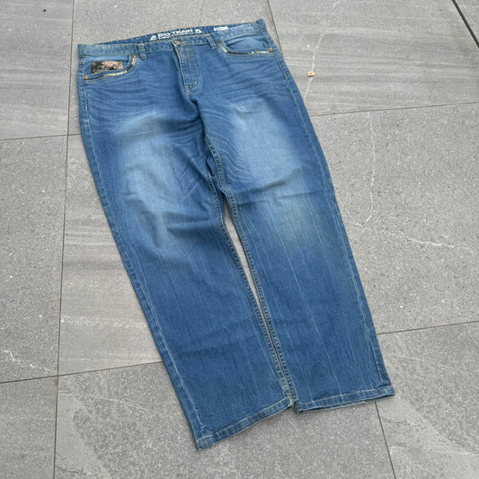 japanese big train stackeeeed jeans - 42x32”