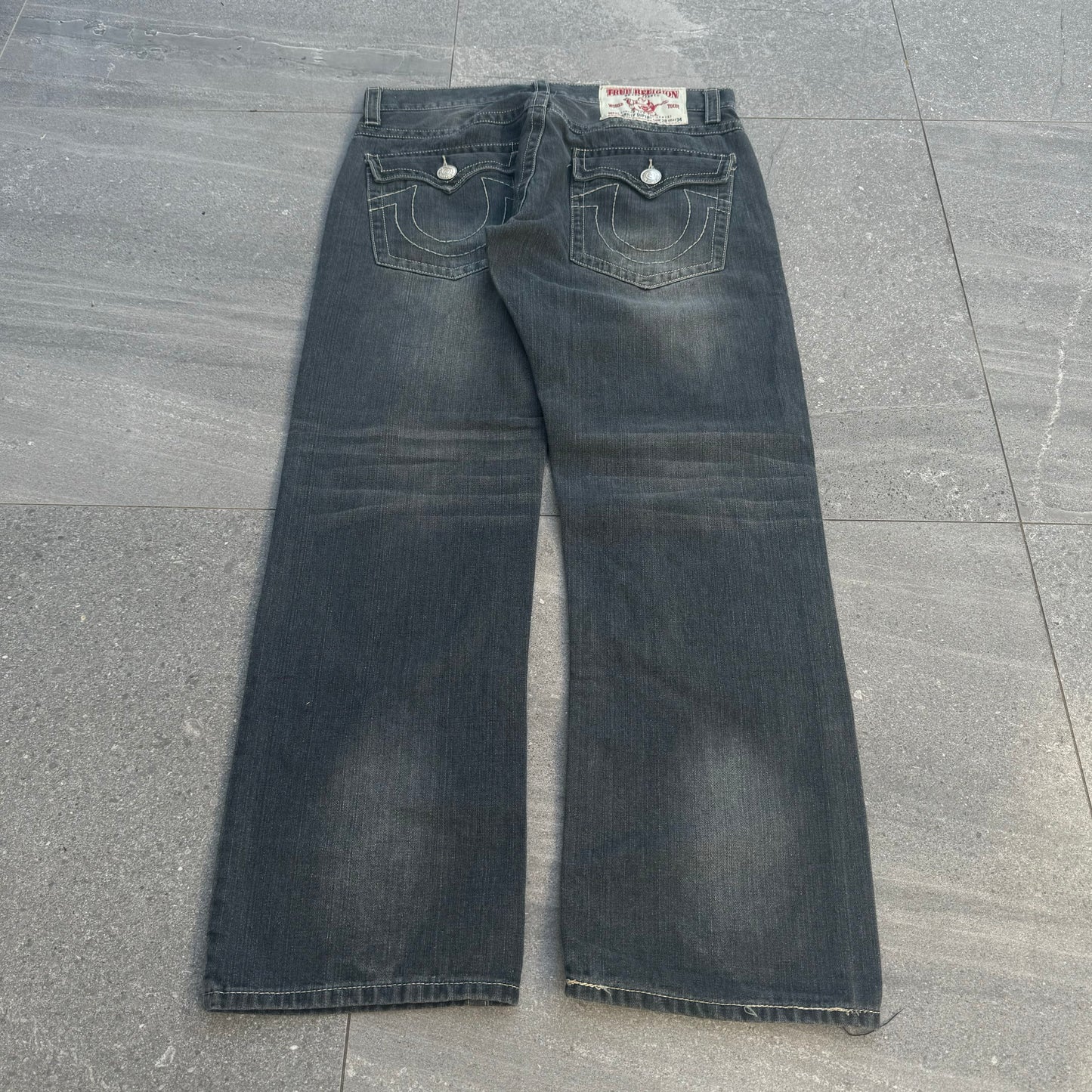 grey truey bootcut faders - 38x32”