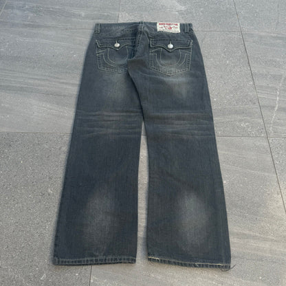 grey truey bootcut faders - 38x32”