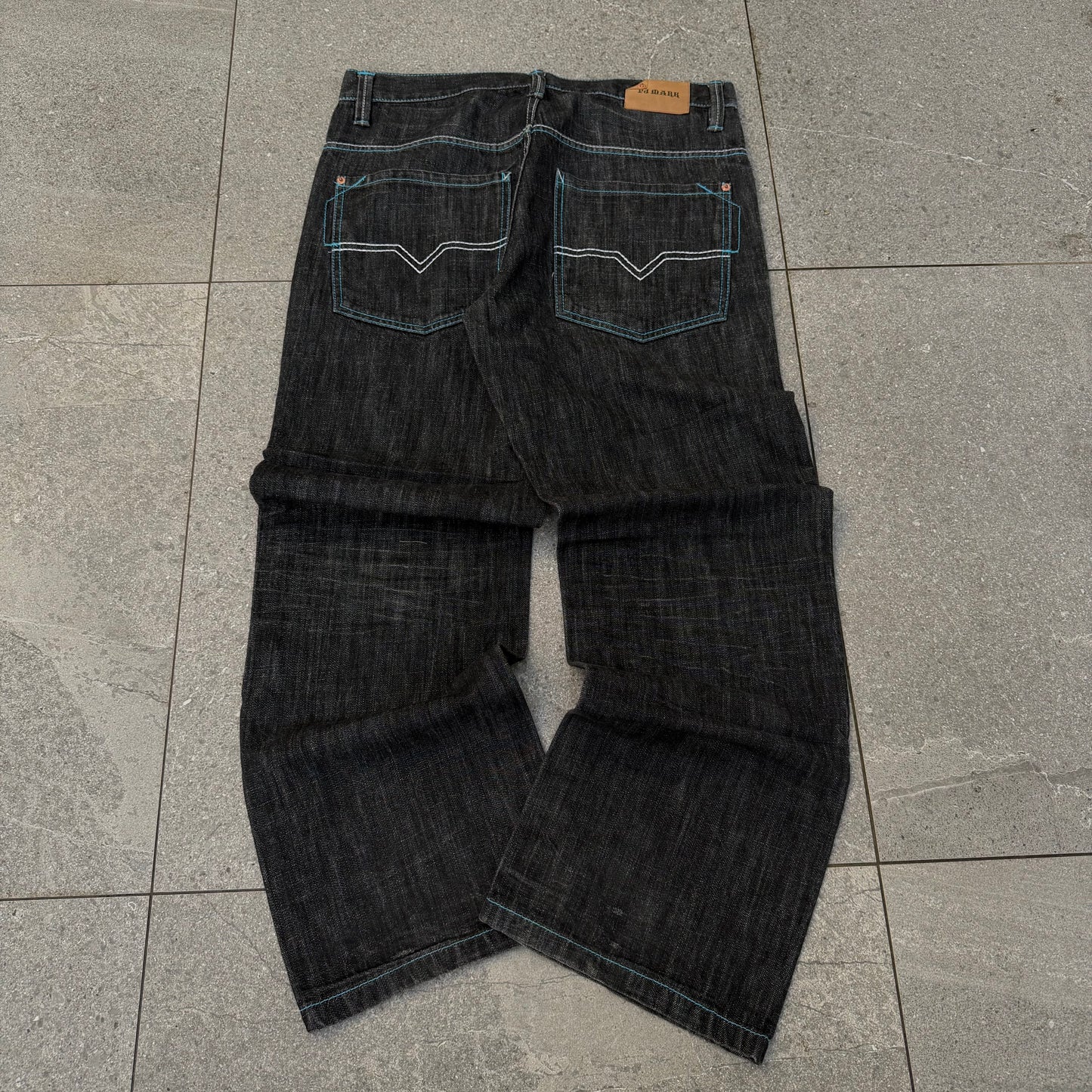 pj mark blue stitched straights - 34x32”