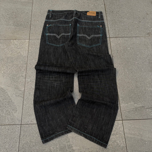 pj mark blue stitched straights - 34x32”