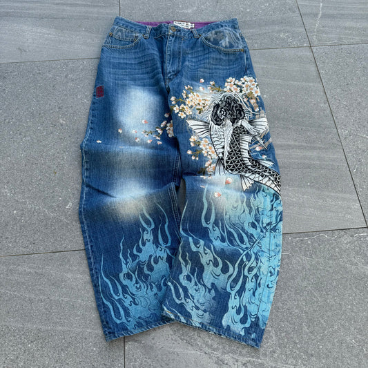 grail karakuri AOP jeans - 33x29”