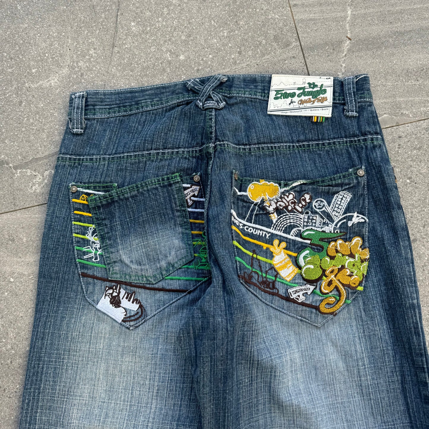 goated 5ive jungle jeans yewwww - 34x32”