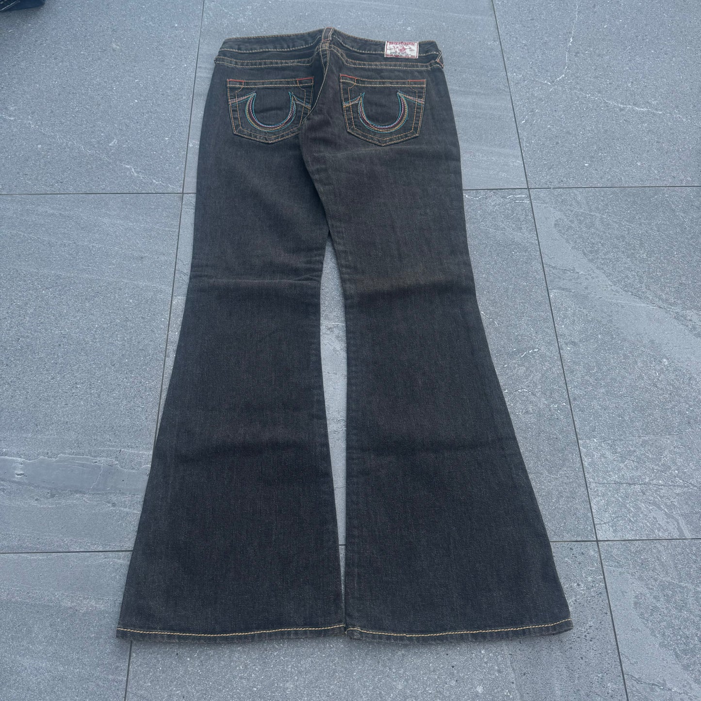 beautifulll brown/black wash truey flares 34x34”