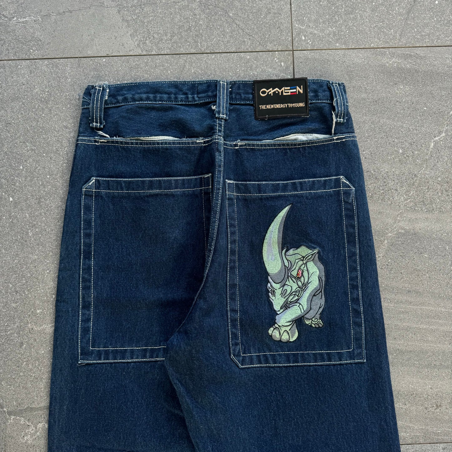 jnco style embroidered oxygen jeans - 32x30”