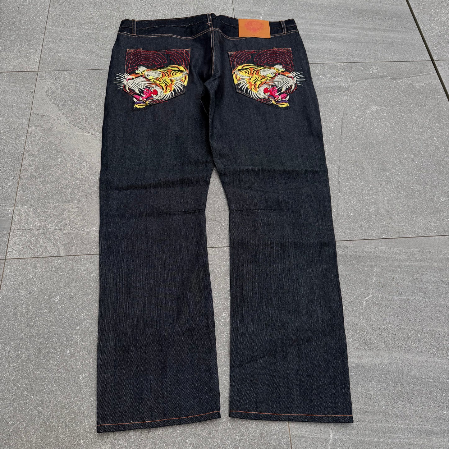 deadstock ed hardy straight stacks - 42x34”