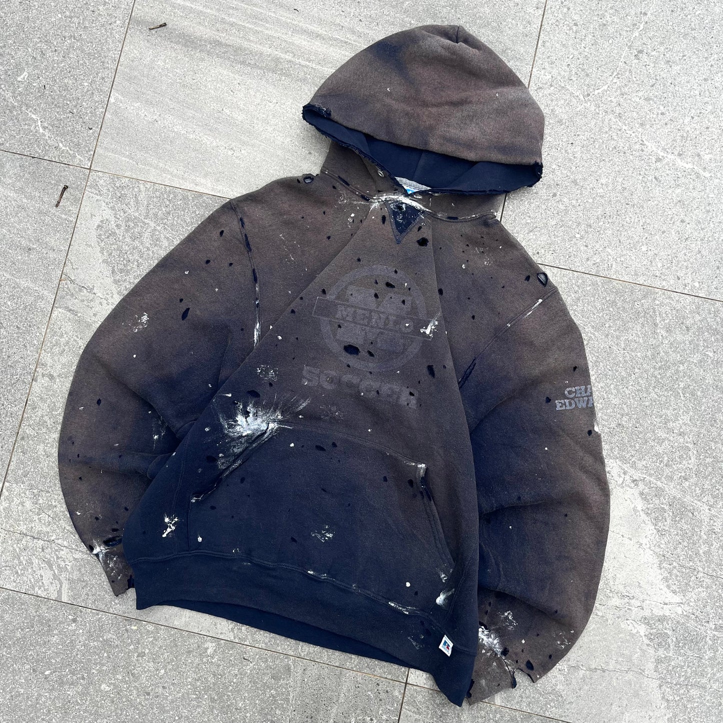 insane gradient fade , 90s russell hoodie - L