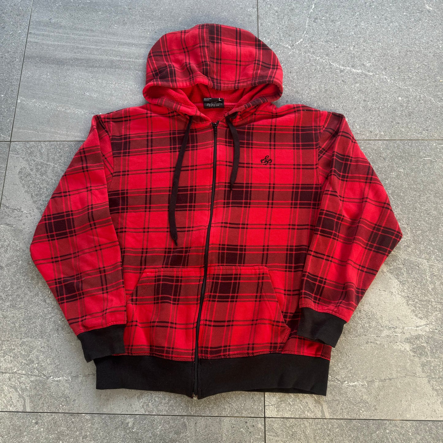 grail southpole plaid hoodie - L
