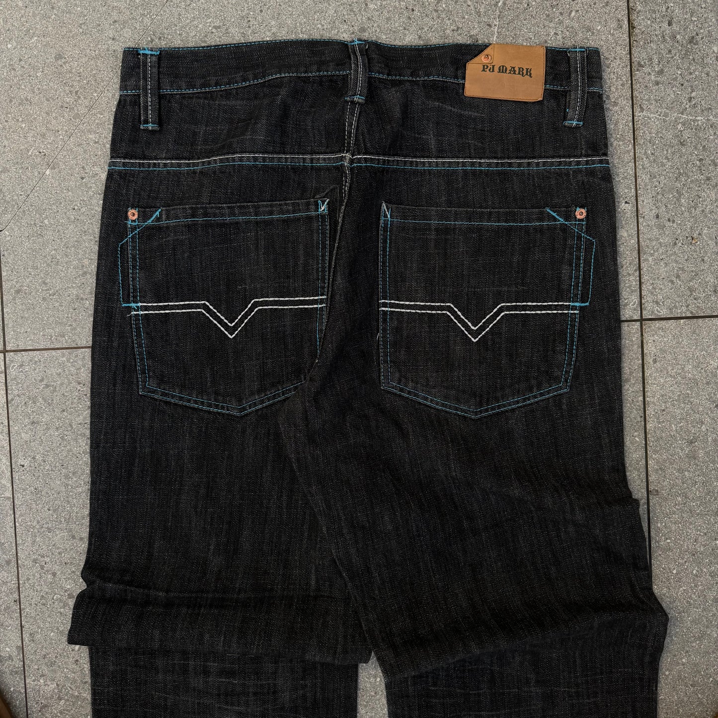pj mark blue stitched straights - 34x32”