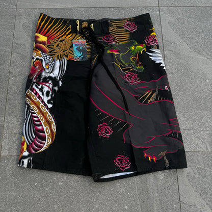 deadstock christian audigier shorts - 36x12.5”