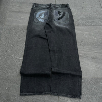 ecko embroidered jeans - 37x32”