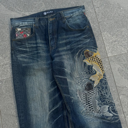 japanese koi jeans - 33x33”