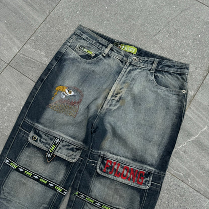 whoever made these definitely made them on a lot of acid (cool wash) - 32x31”
