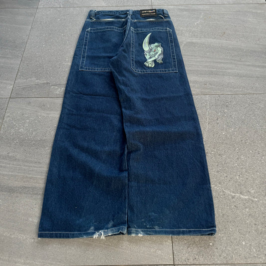jnco style embroidered oxygen jeans - 32x30”