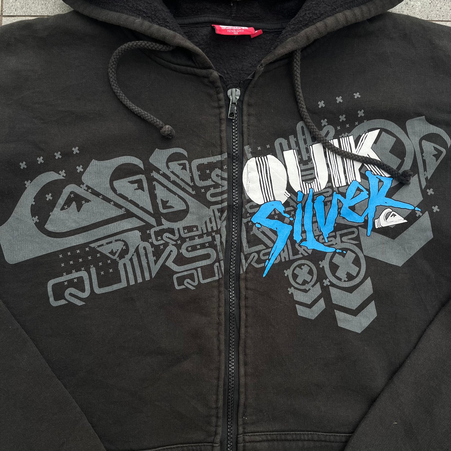 quiksilver logo strip hoodie - L