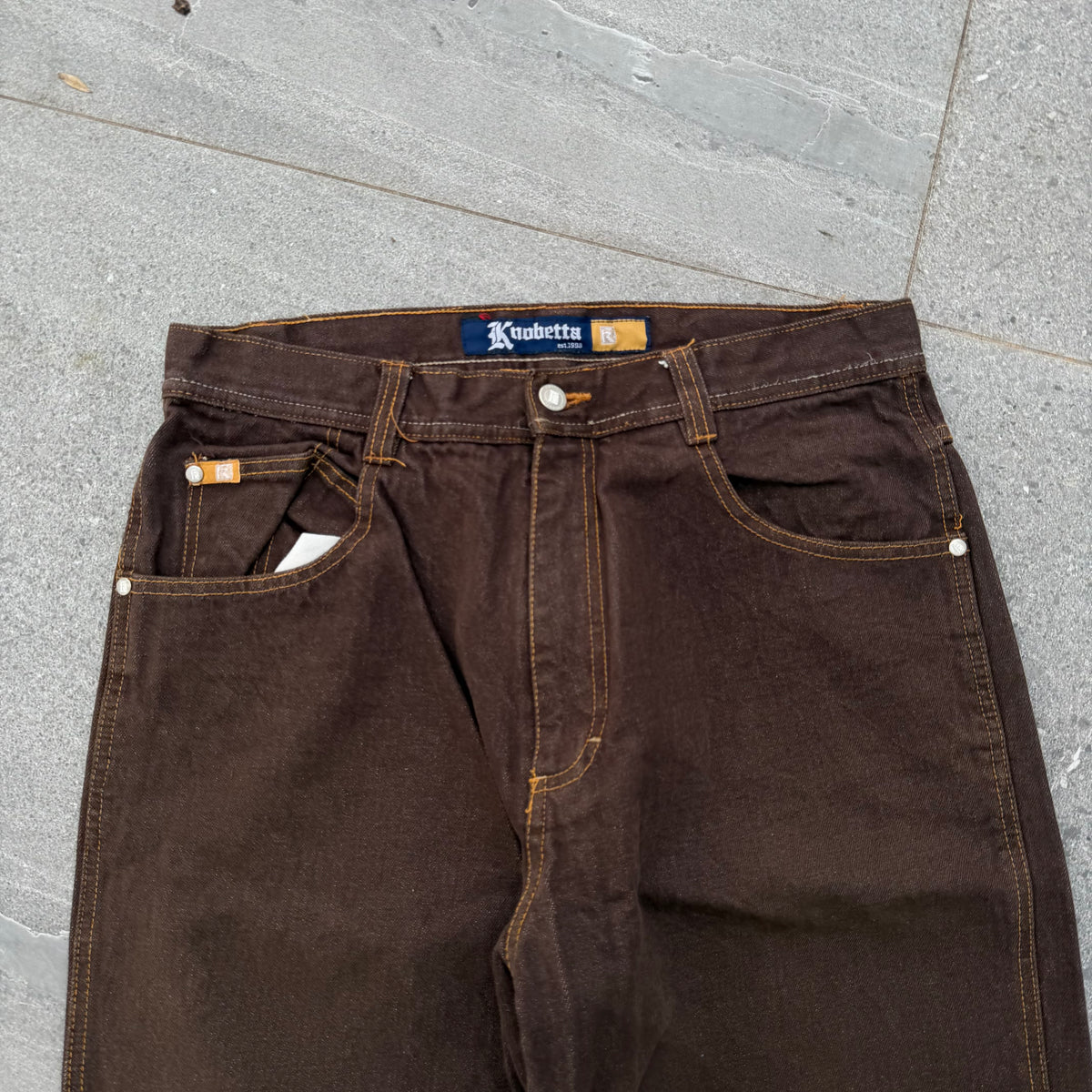 knobetta brown wash (these are literally southpoles) - 34x31”