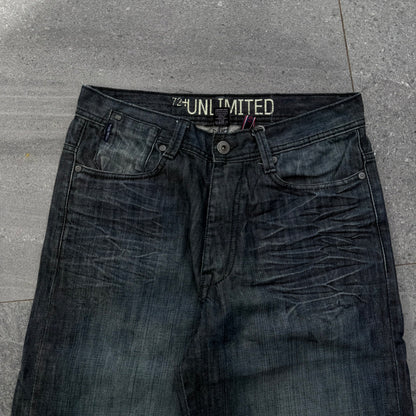 goated deep indigo ecko jorts - 32”