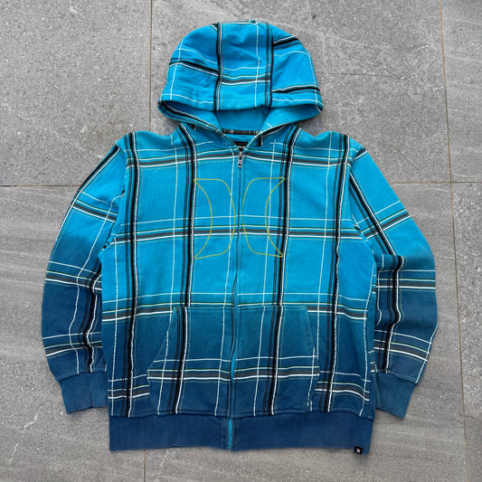 hard asf hurley plaid gradient zipup - S