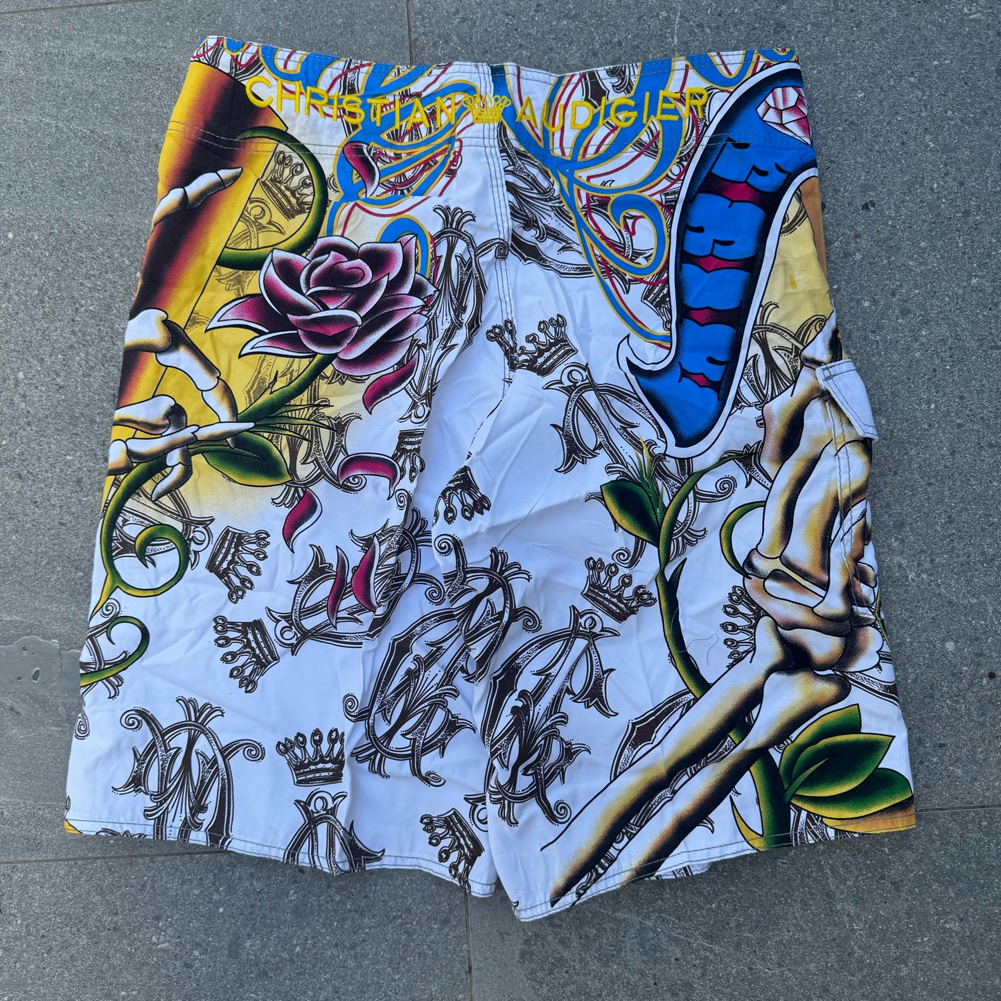 deadstock christian audigier boardies - 34x11”